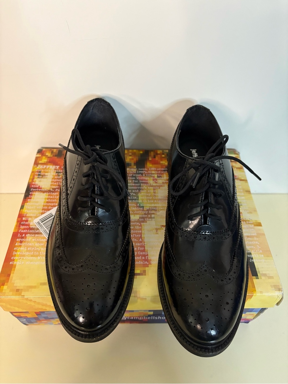 NWT Jeffrey Campbell Moyra Wingtip Black Leather Oxford Shoe 8 - Picture 7 of 11